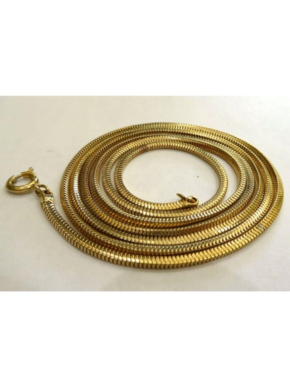 Vintage 39" Gold Tone Square Snake Chain Necklace | Long Flapper Statement